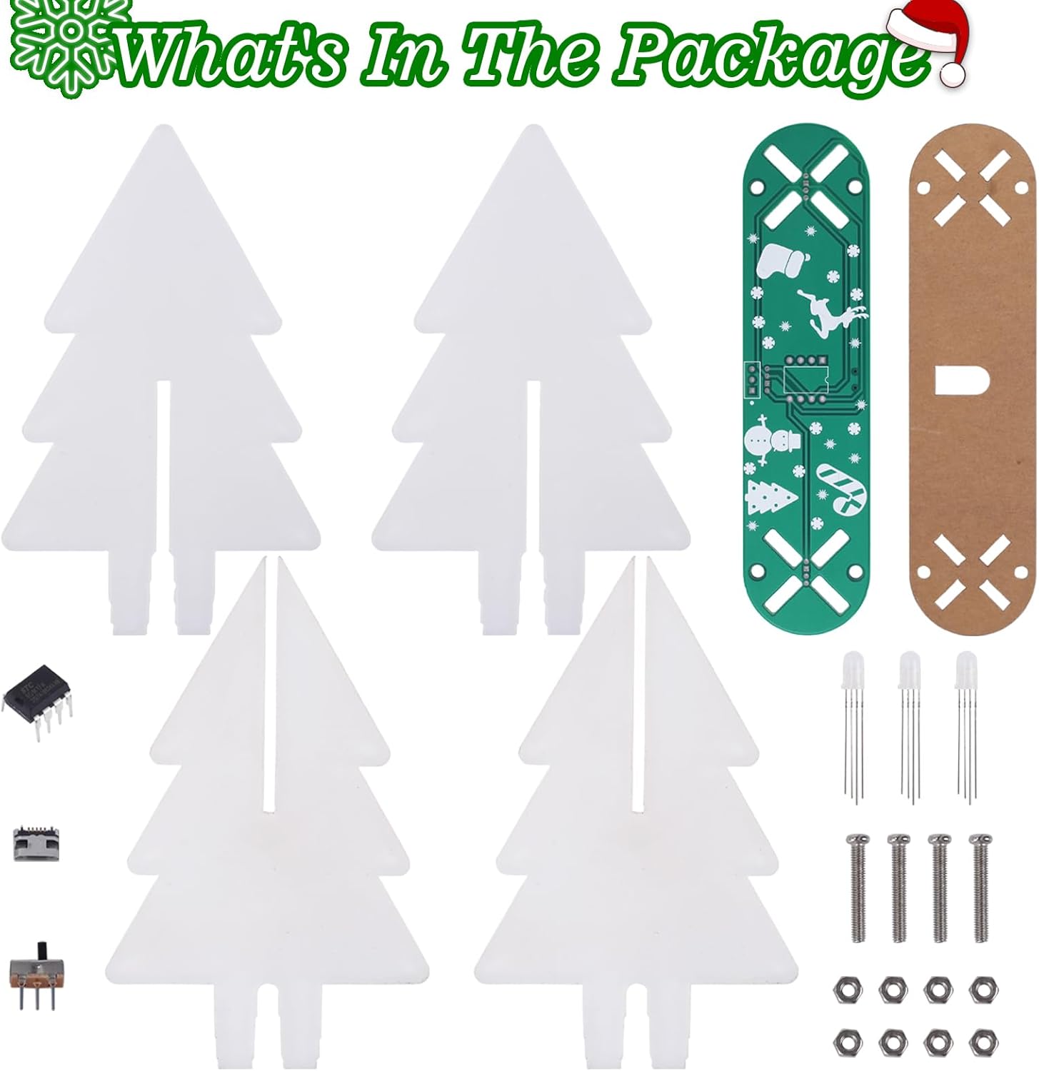 Icstation Kit de práctica de soldadura, kit de soldadura de árbol de Navidad 3D con 2 árboles de Navidad, luces LED intermitentes, proyecto de