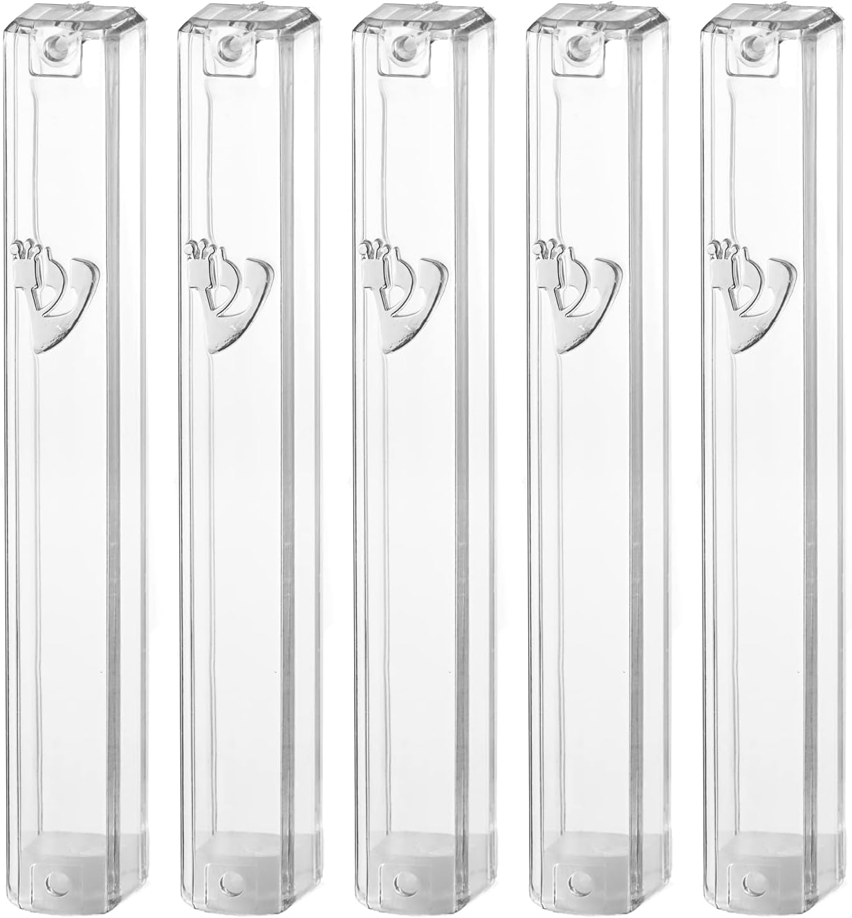 MEZUZAH – Soporte de plástico plateado de 5 pulgadas para desplazamiento de 3.9 in, goma impermeable, corcho, lote de 5 (transparente, 10 (para