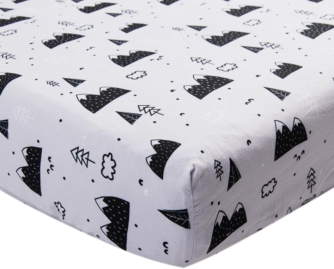 Juego de 4 sábanas ajustables unisex para cuna de bebé, diseño de animales del bosque del bosque, de madera, neutro, para bebés, niños o niñas,
