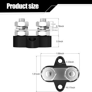GKmow 2 piezas de bloques de terminales de distribución de doble perno eléctrico M8, poste de encuadernación de reacondicionamiento de automóvil, GKmow 2 piezas de bloques de terminales de distribución de doble perno eléctrico M8, poste de encuadernación de reacondicionamiento de automóvil,