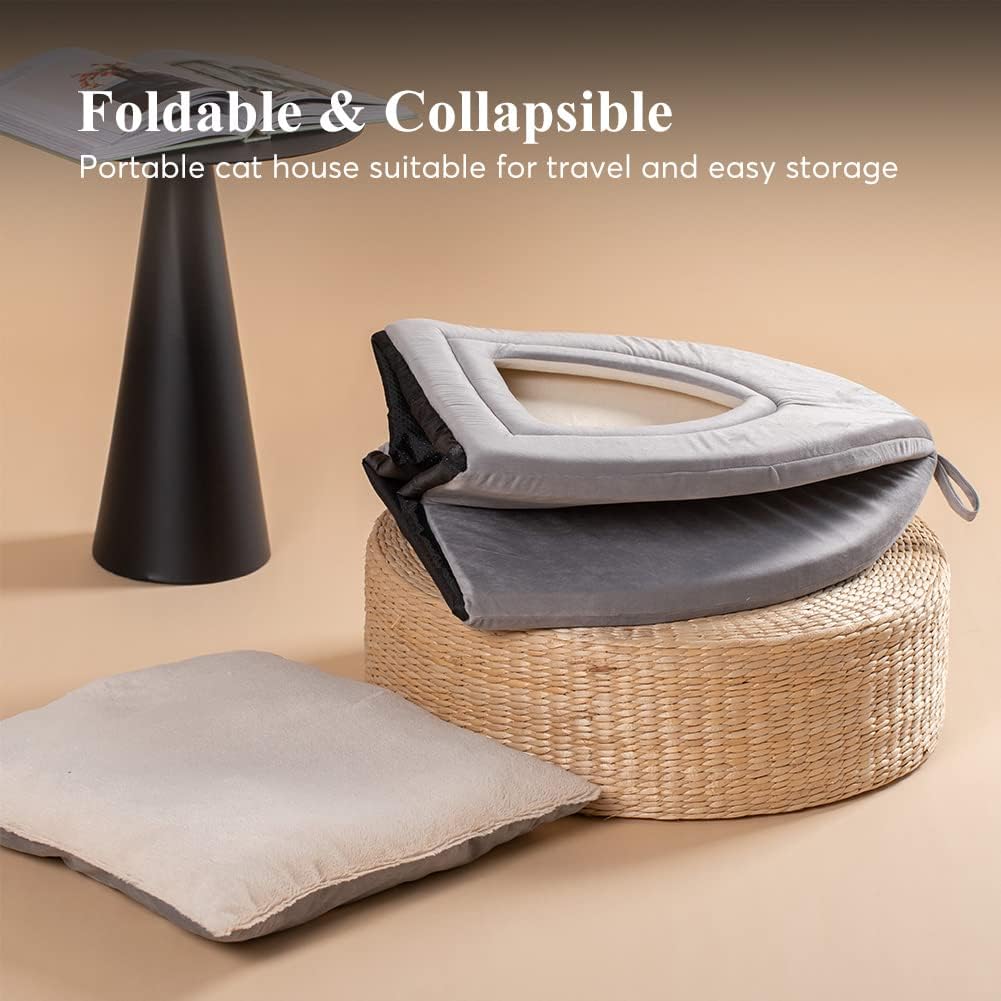 KASENTEX Cama para gatos de interior, cama 2 en 1 para gatos y suministros para mascotas para gatitos y gatos pequeños o perros, cueva de animales,