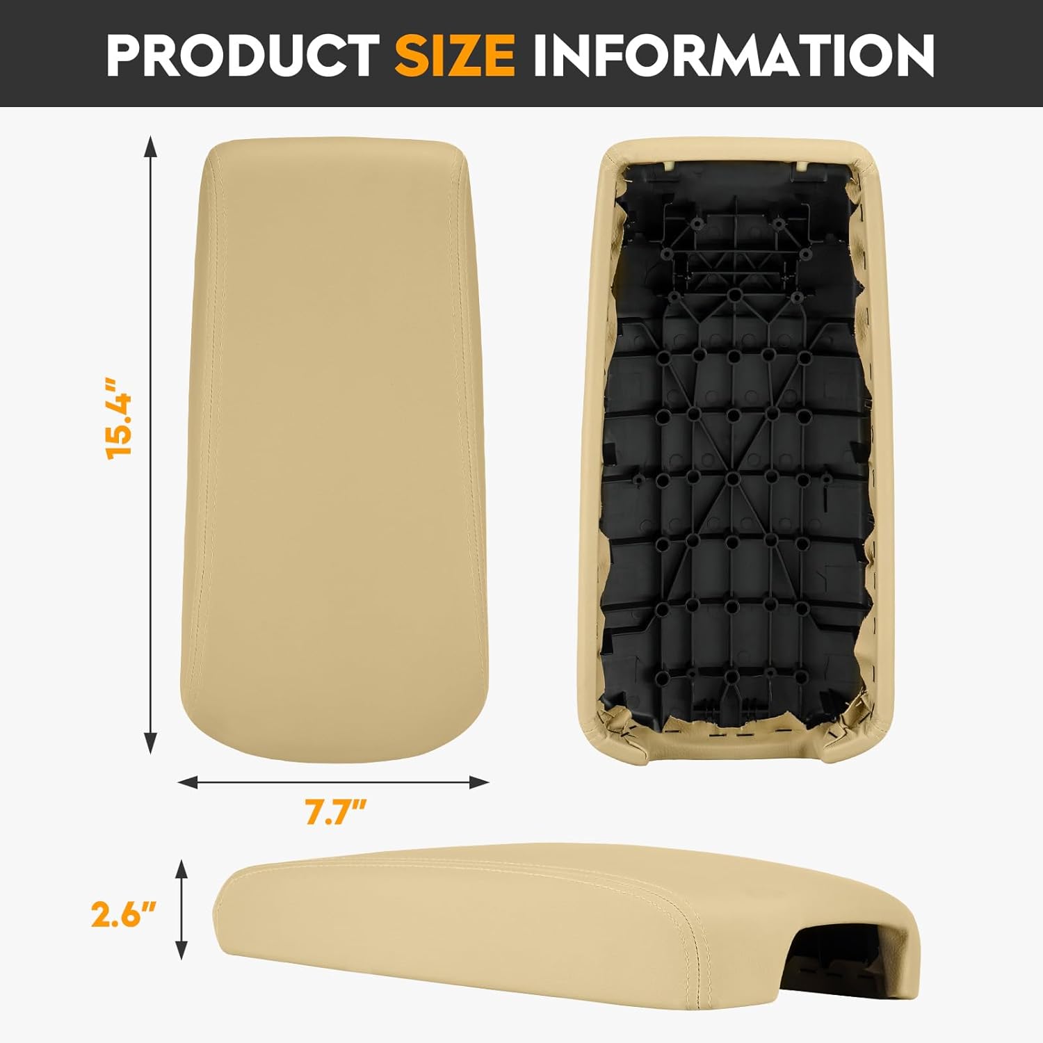 Cubierta de consola central beige tapas reposabrazos con base para Nissan Altima 2013-2018, poliuretano y plástico ABS