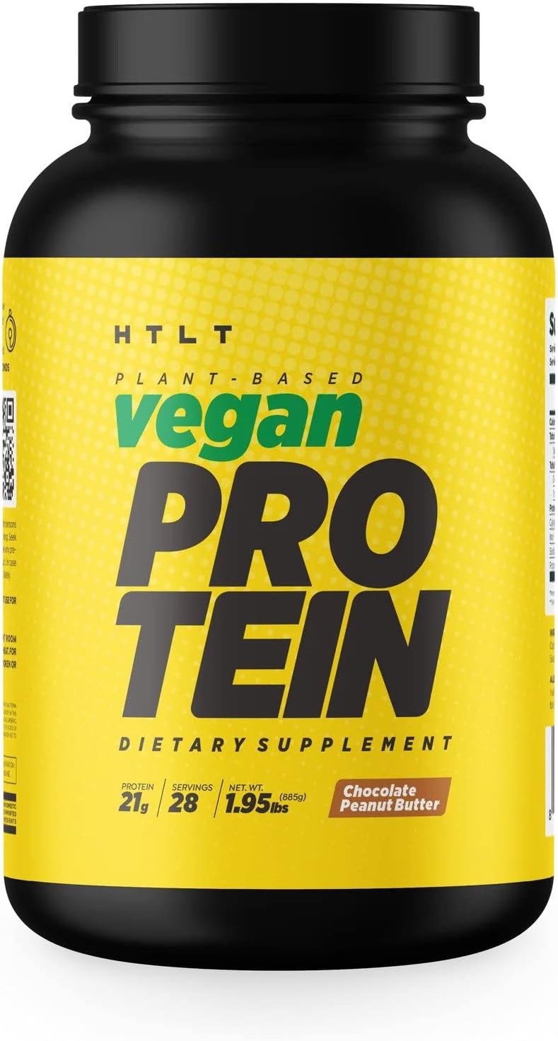 HTLT – Proteína vegana  Mantequilla de maní de chocolate, 1.16 oz por porción (28 porciones) Proteína vegana para mujeres y hombres  2 libras