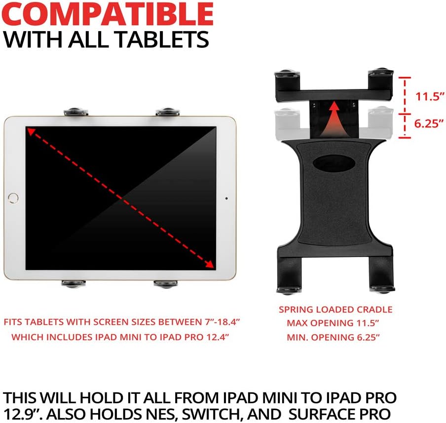Tackform – Soporte de tableta resistente para camiones, serie Impact de Tackform – Soporte universal para riel de asiento de vehículo (telescópico