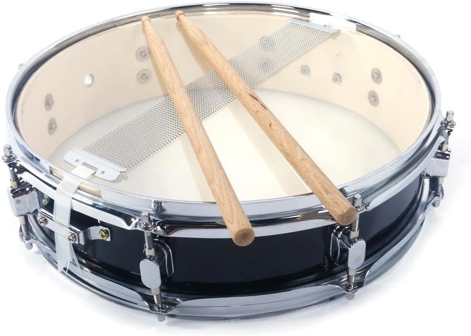 Expert Snare Drum Set Tambor de caja profesional con baquetas juego de correa para llaves – Elegante instrumento de percusión negro