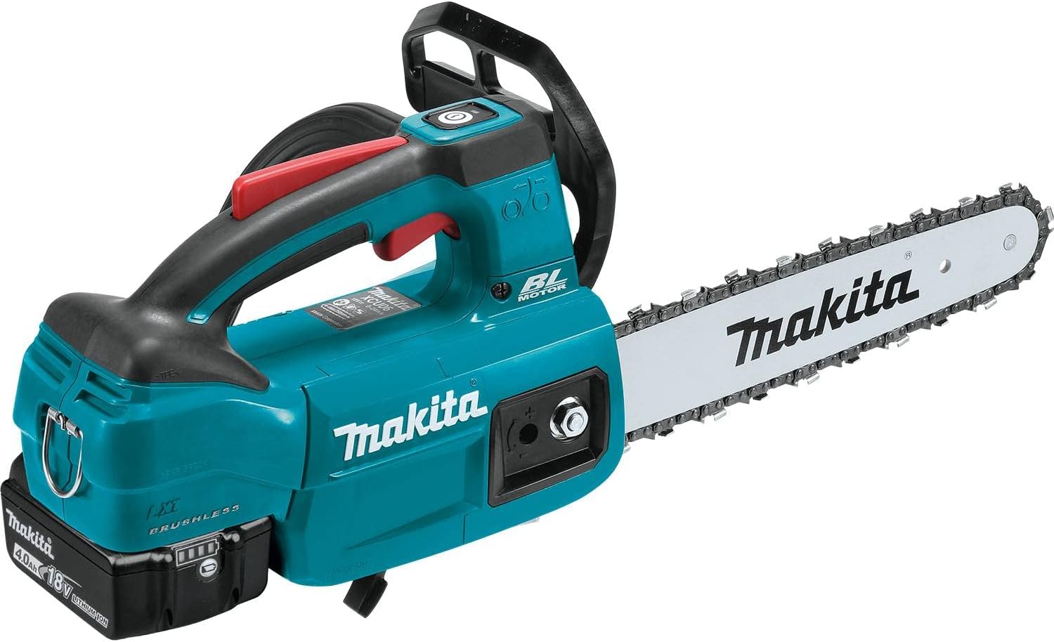 Makita XCU06SM1 – Kit de sierra de cadena de iones de litio sin escobillas de 10 pulgadas con mango superior (4.0Ah) con batería adicional BL1840B