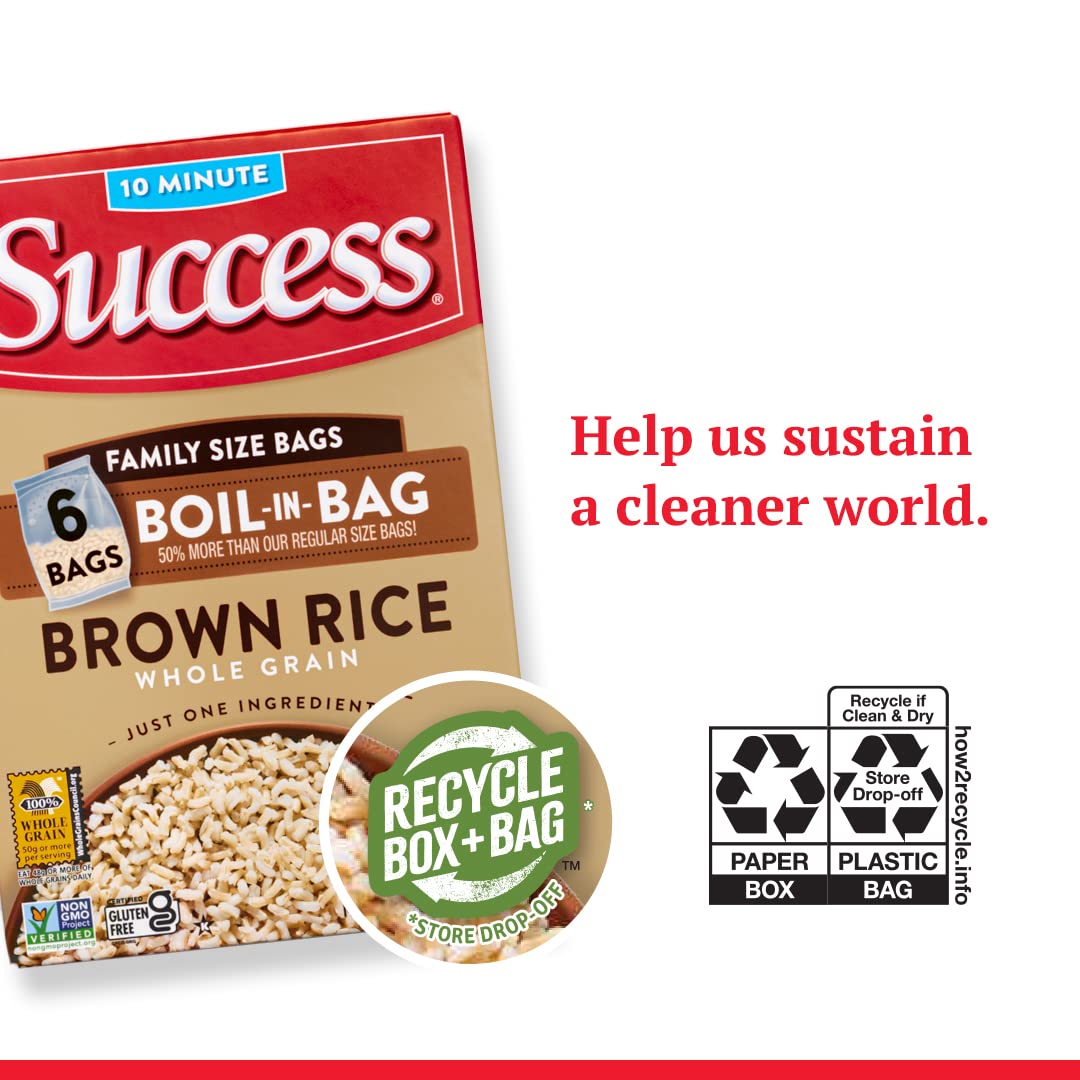 Success Arroz hervido en bolsa, arroz integral, comidas de arroz rápidas y fáciles, caja de 32 onzas (paquete de 3)