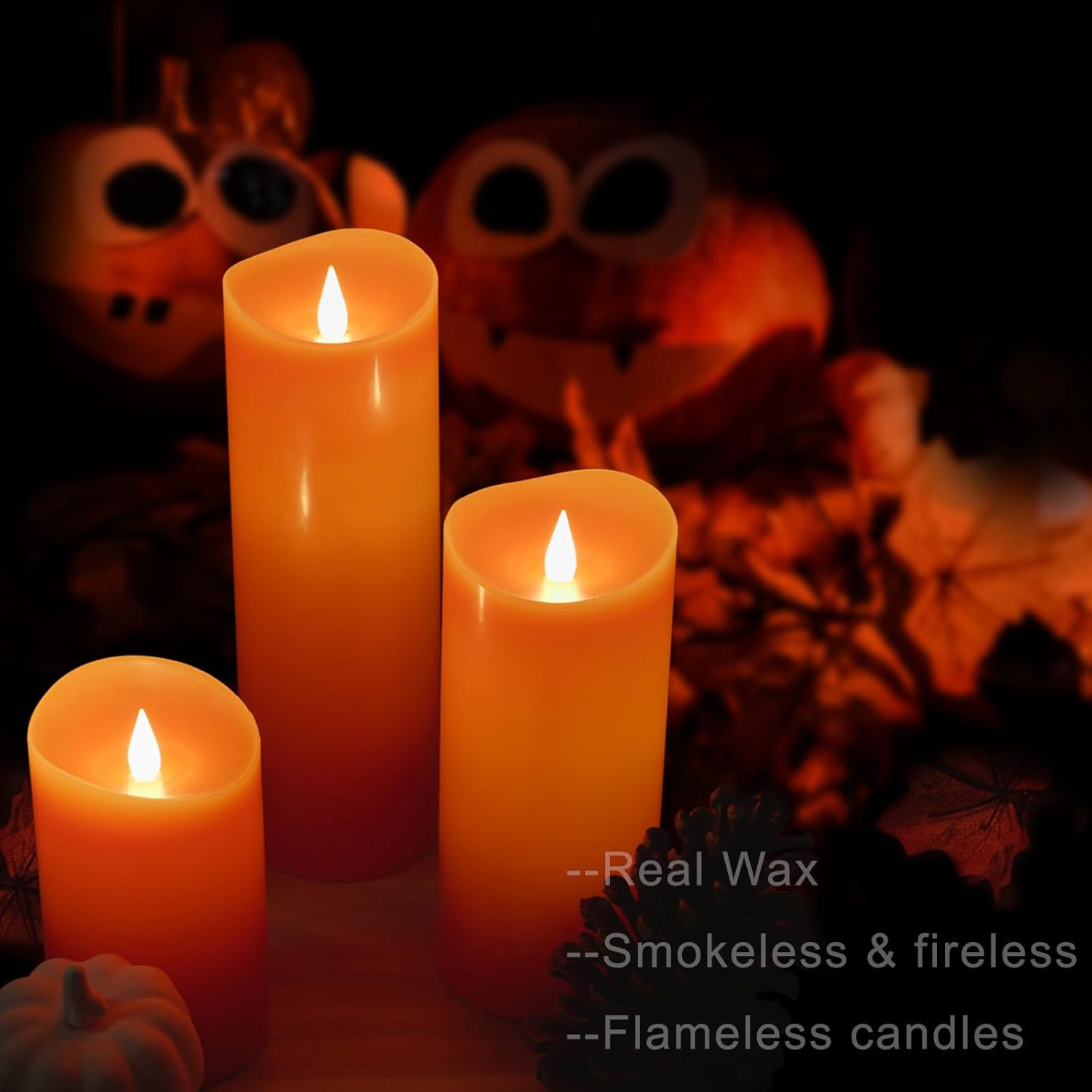 Softflame Velas LED sin llama de decoración navideña con control remoto, 3 x 5 pulgadas, pilar de cera real con temporizador para decoraciones de