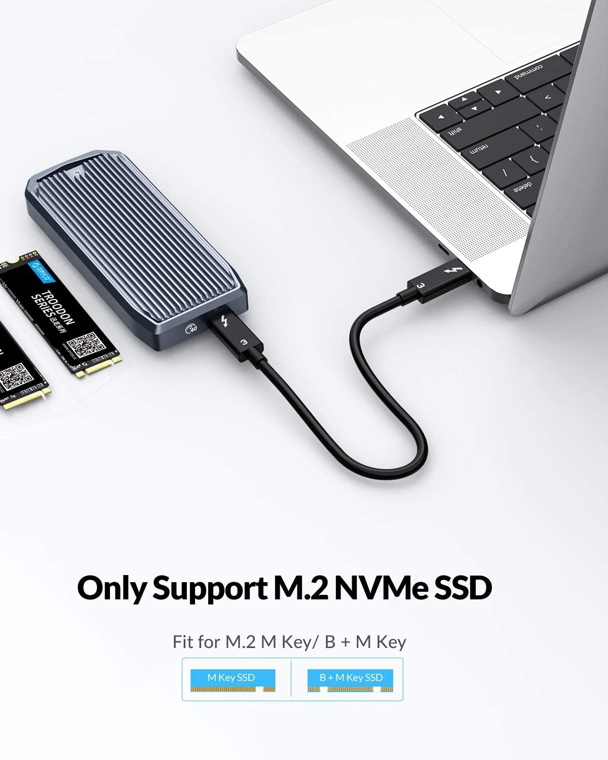 ORICO Carcasa M.2 para SSD NVMe, USB4.0 de 40 Gbps tipo C a M Key B+M Key 2280 Carcasa externa de aluminio compatible con Thunderbolt 34