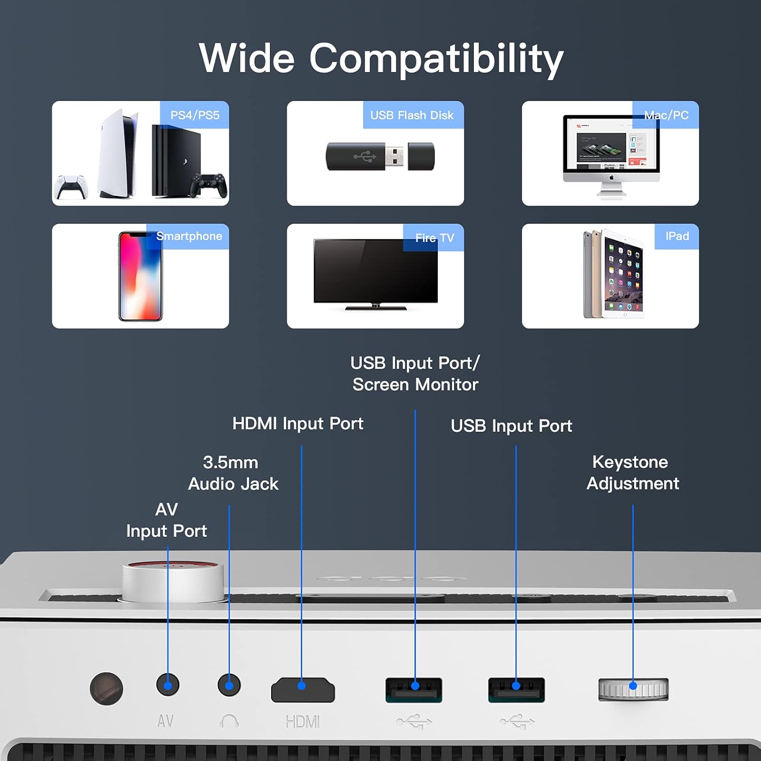 NexiGo Proyector Bluetooth WiFi PJ10 300ANSI – Brillo de más de 8000 lux Proyector de película nativo 1080P, soporte Dolby_Sound, control remoto,