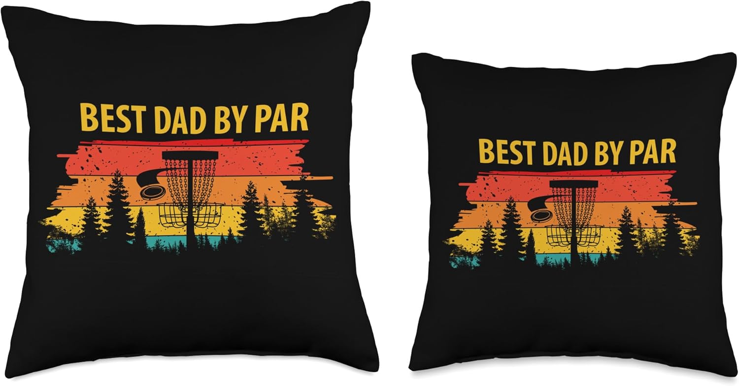 Best Dad by Par Disc Golf Dad Men Disc Golf Funny Throw Pillow, 18×18, Multicolor