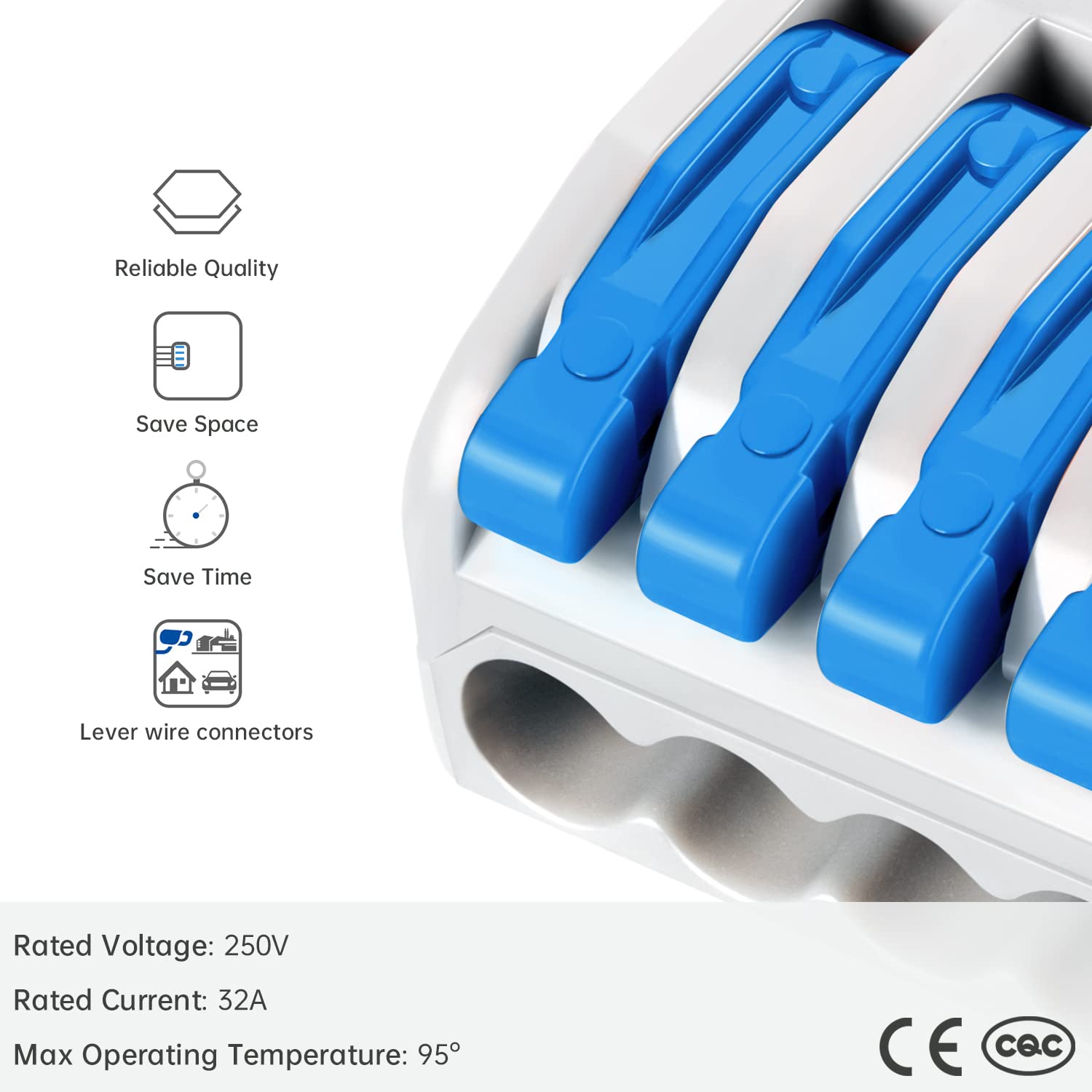 GKEEMARS 141 conectores de cable de palanca, conector conductor de empalme compacto para cables flexibles de trenzado sólido 28-12 AWG (azul)