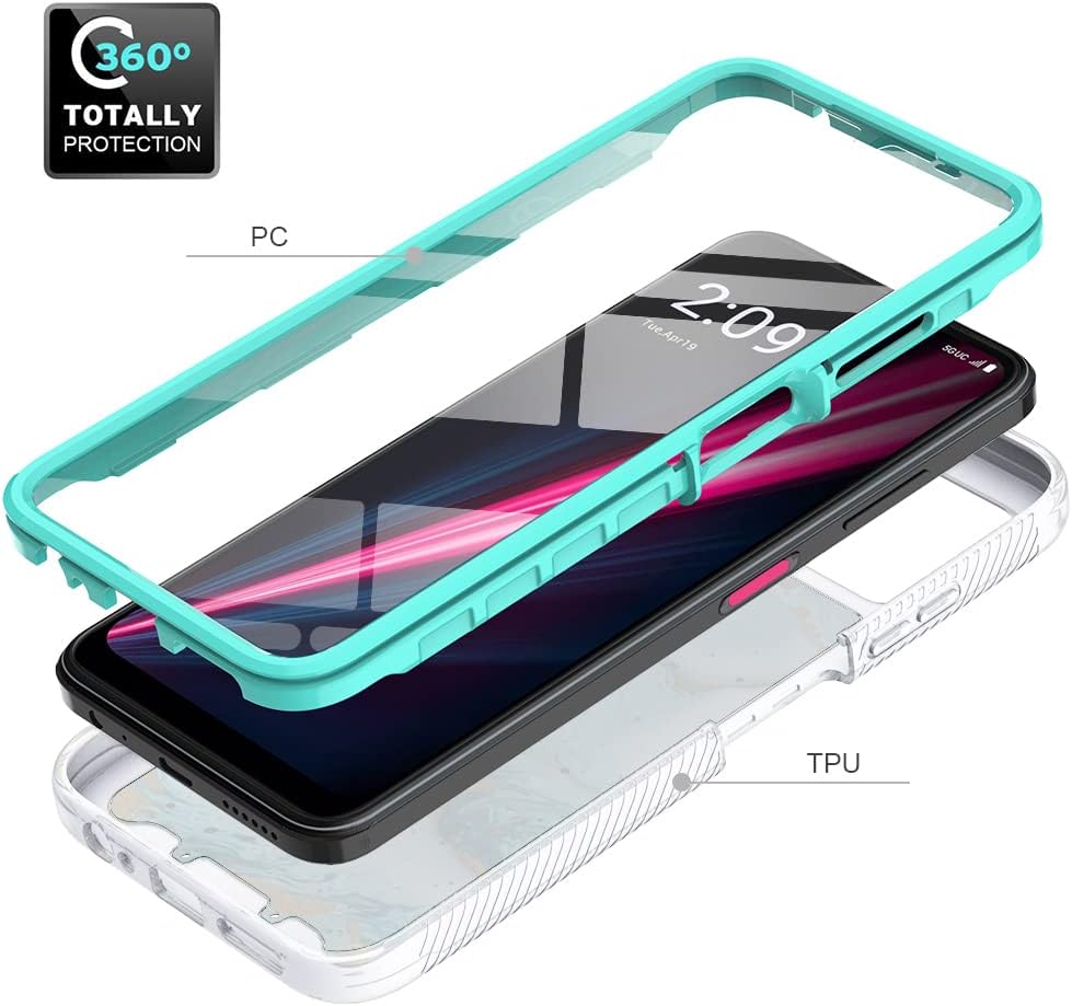 TJS Funda compatible con T-Mobile Revvl 6X Pro 5G, Revvl 6 Pro 5G, con protector de pantalla incorporado, TPU de cuerpo completo, mármol mate,