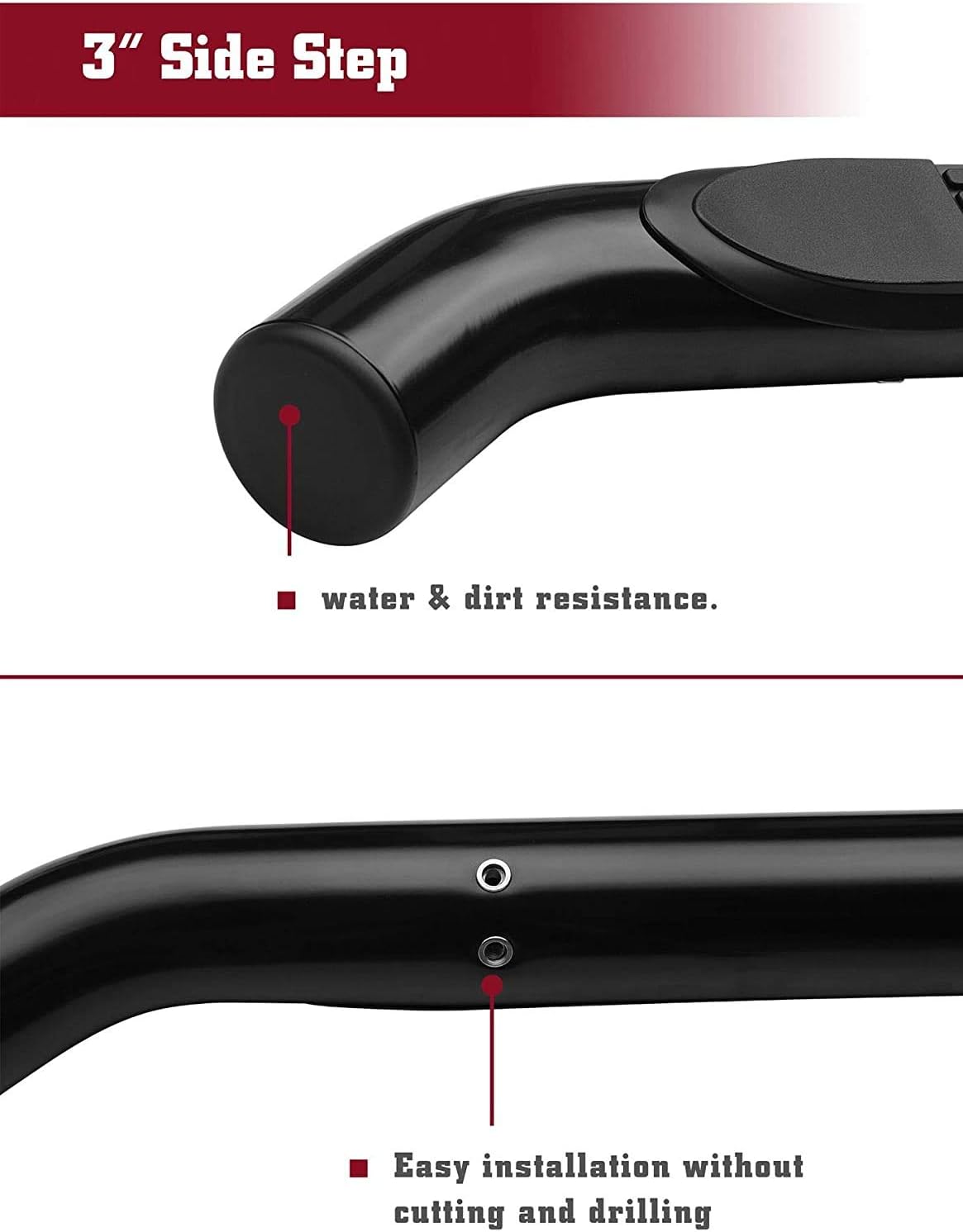 TAC – Estribos laterales negros de 3 pulgadas, compatibles con Toyota Tacoma 2005-2023, barras laterales de cabina de acceso, barras Nerf, rieles de