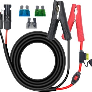 RIIEYOCA Cable de extensión de cocodrilo de cocodrilo de batería de 14 AWG a conector solar, adaptador solar a clips de cocodrilo, cable de carga RIIEYOCA Cable de extensión de cocodrilo de cocodrilo de batería de 14 AWG a conector solar, adaptador solar a clips de cocodrilo, cable de carga