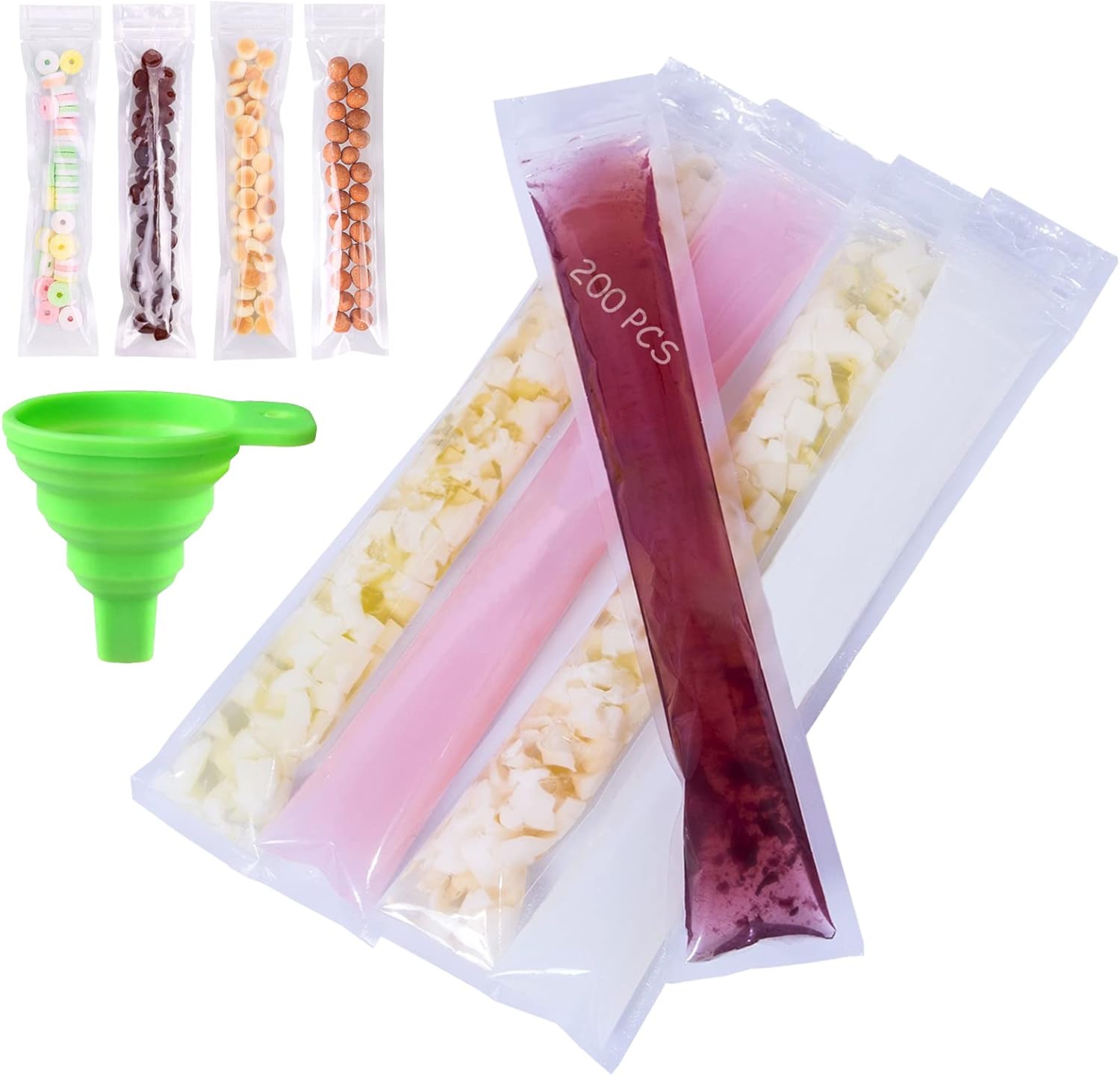 200 bolsas de paletas desechables, bolsas de molde para hacer paletas de hielo, sin BPA, con cierre de cremallera, bolsa de comida casera saludable,