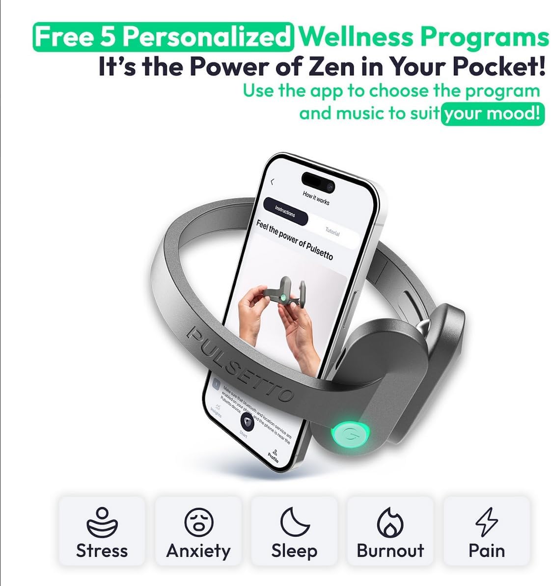 Pulsetto Dispositivo de relajación personalizado  Estimulador natural del nervio vago para curación, descanso y rejuvenecimiento  Dispositivo Neuro