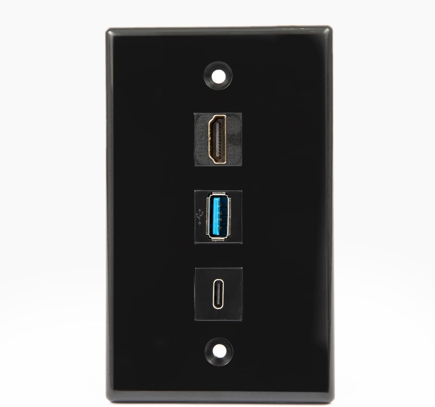 BUYER’S POINT Placa de pared USB-C, HDMI y USB  Kit de medios de 3 puertos con certificación UL con todas las conexiones de coleta, perfecto para PC