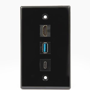 BUYER’S POINT Placa de pared USB-C, HDMI y USB  Kit de medios de 3 puertos con certificación UL con todas las conexiones de coleta, perfecto para PC BUYER’S POINT Placa de pared USB-C, HDMI y USB  Kit de medios de 3 puertos con certificación UL con todas las conexiones de coleta, perfecto para PC