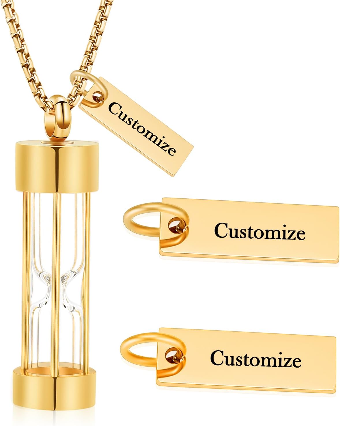 Oinsi Eternity Memory – Collar de urna de reloj de arena para cremación, colgantes de joyería para mujeres y hombres, caja de regalo + kits de