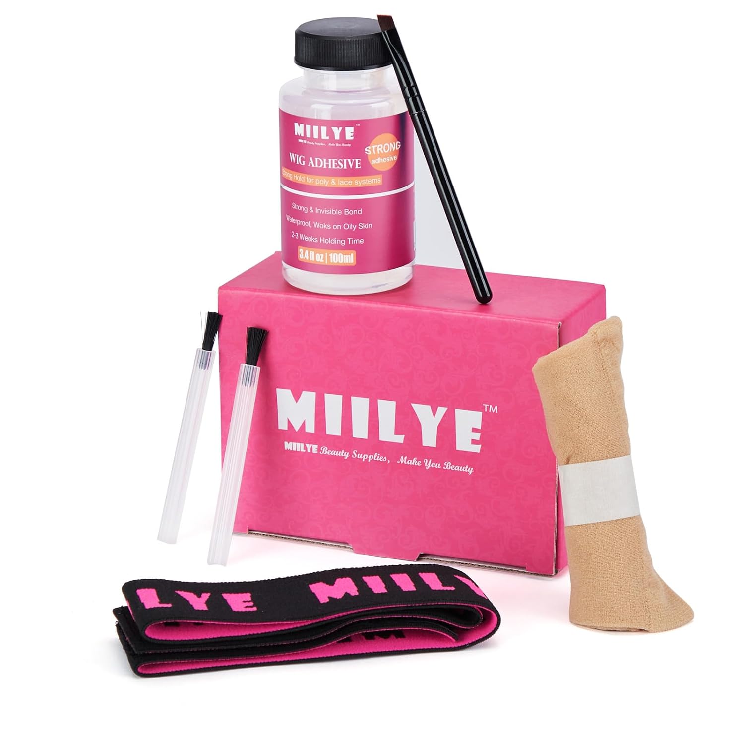 MIILYE Paquete de pegamento transparente para peluca, 3.4 fl oz3.4 oz resistente al agua  Pegamento invisible para unión de cabello tipo tupé,