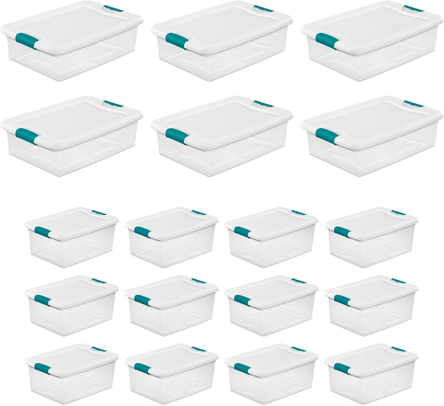 Sterilite 6 juegos de 32 cuartos de galón y 12 juegos de 15 cuartos de galón de capacidad de 15 cuartos de galón de capacidad, apilables, con tapa