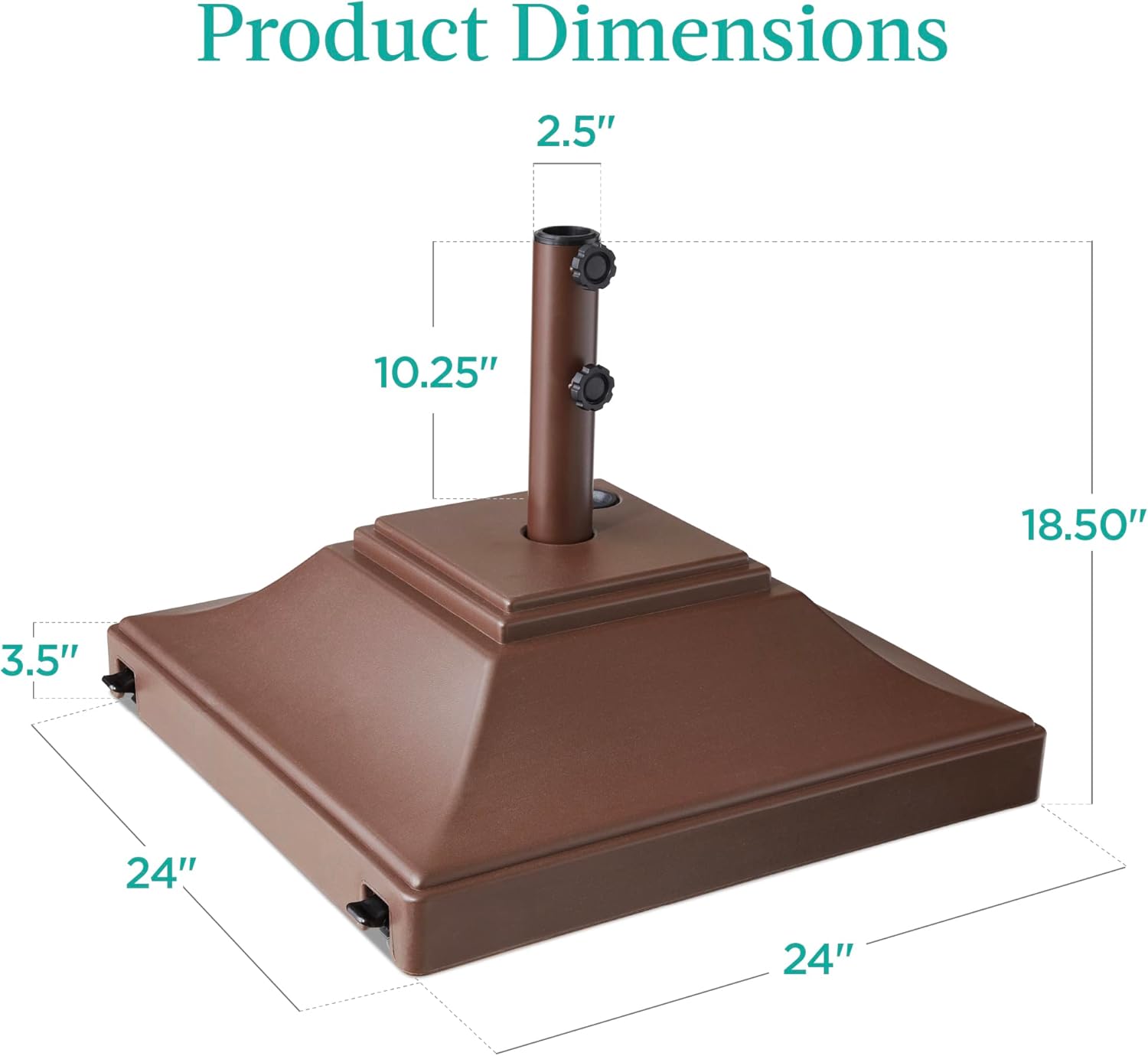 Best Choice Products Base de sombrilla móvil rellenable, base resistente, soporte de mercado cuadrado escalonado para patio, terraza, exterior con 4