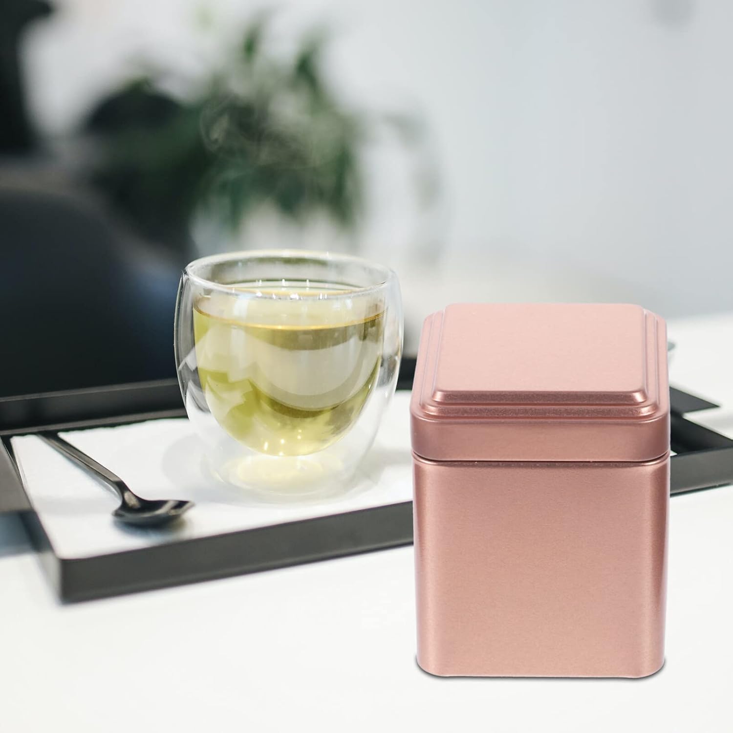 Luxshiny 4 piezas de hojalata té de metal latas de alimentos contenedores de azúcar para encimera lata de té de hojalata contenedor de