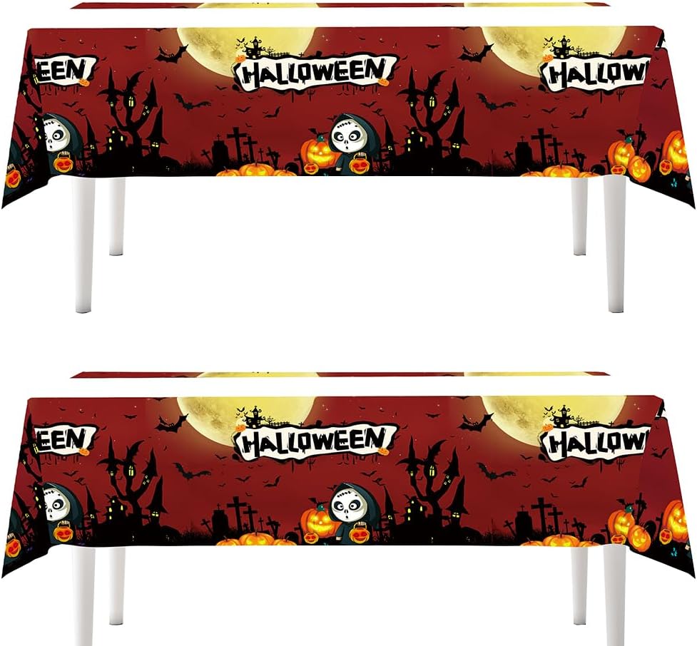 Egami 2 manteles de fiesta de Halloween, suministros de mesa de Halloween, decoración de Halloween, 70 x 42 pulgadas, para suministros de fiesta de