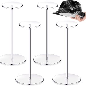 Chunful 4 juegos de soporte de acrílico para pelucas, soporte de pedestal transparente, soporte para sombreros de béisbol, soporte cuadrado redondo Chunful 4 juegos de soporte de acrílico para pelucas, soporte de pedestal transparente, soporte para sombreros de béisbol, soporte cuadrado redondo