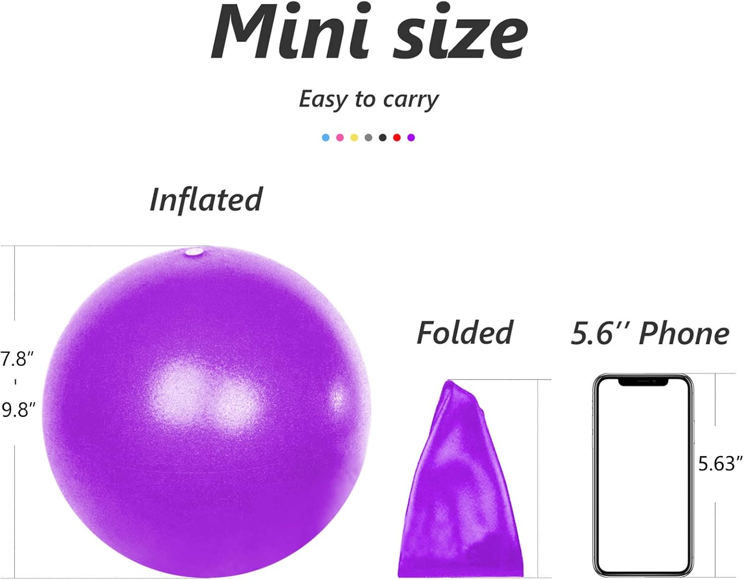 Fsadwnn – Pelota de ejercicio pequeña, bola de pilates de 9 pulgadas, pelota de ejercicio pequeña con bomba, bola de barre, mini pelota dobladora,