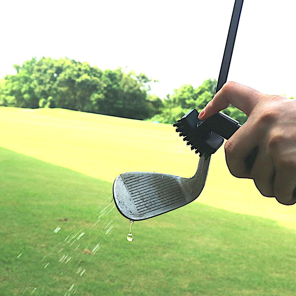 UDPARSCO Limpiador de palos de golf con cerdas de nailon, kit de limpieza para palos de golf, bomba de dedo antifugas con pulverizador con cepillo