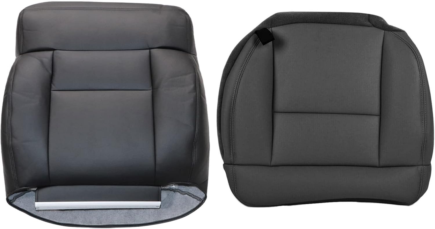 Cubierta de repuesto de cuero negro para parte inferior del lado del conductor y parte superior inclinada trasera compatible con Ford F150 Lariat