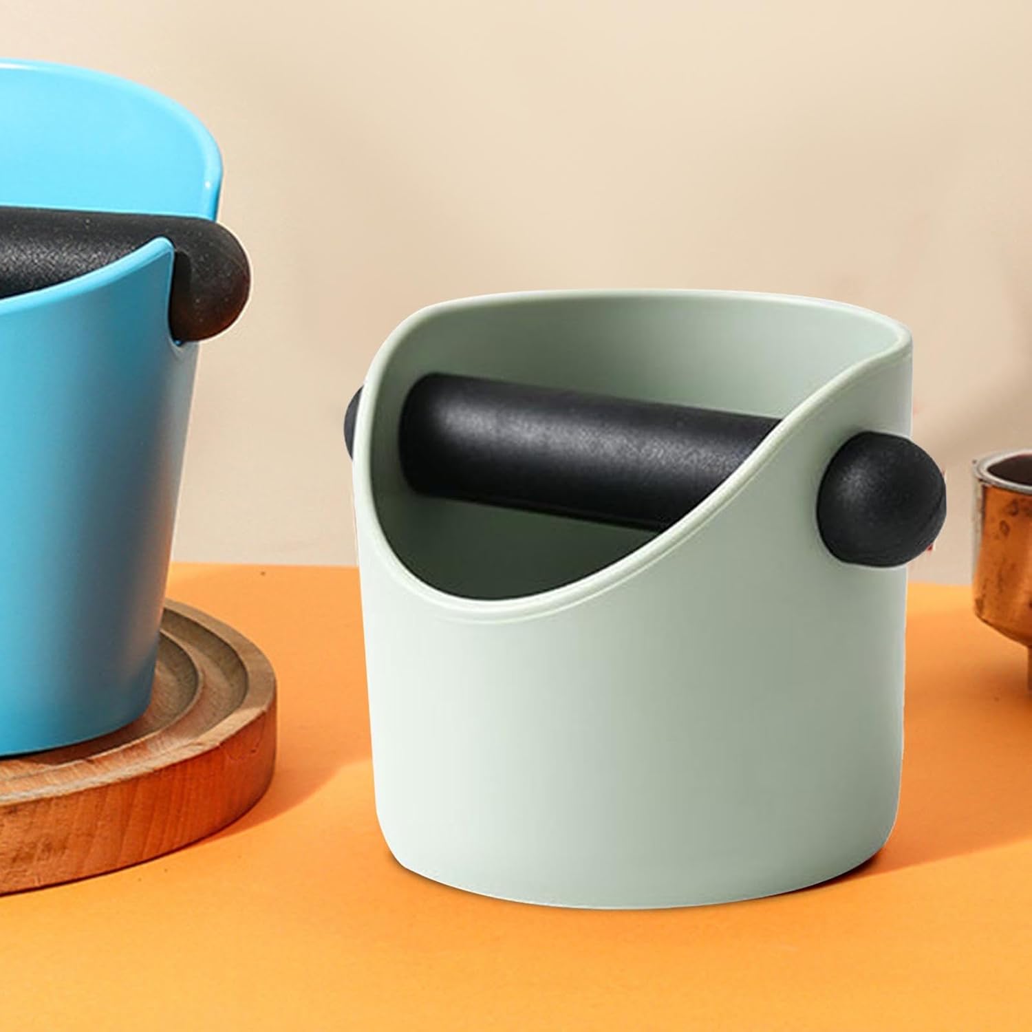 Cajas de golpeo de espresso, cajas de gran capacidad y base antideslizante, herramientas de barista, accesorios para máquina de espresso, gris verde