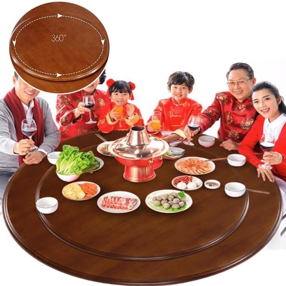EMENAR Bandeja giratoria de madera de 30 pulgadas, plato de servicio de cocina resistente, mesa giratoria grande, giratoria, Lazy Susan, 8 estilos