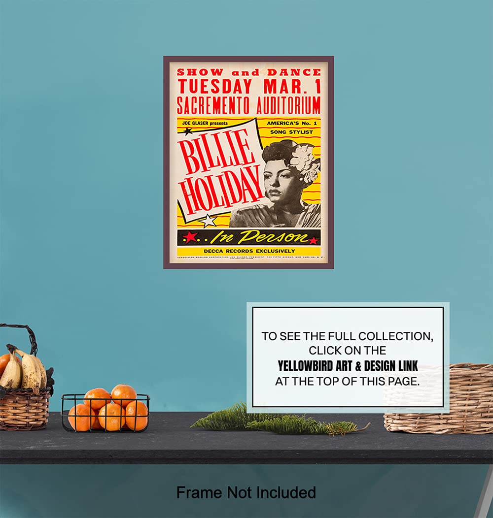 Billie Holiday Poster Wall Art & Decor – LARGE 11X14 – Vintage Concert Posters – African American Wall Art – Black Art – Musician Gifts – Black