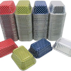 KitchenDance – Mini moldes desechables de aluminio sin tapa, bandeja rectangular individual de papel de aluminio de 6 onzas para pasteles, KitchenDance – Mini moldes desechables de aluminio sin tapa, bandeja rectangular individual de papel de aluminio de 6 onzas para pasteles,