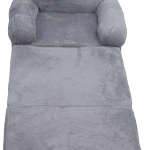 PenRux Sofá plegable para niños, diseño de perro gris de dibujos animados, material suave, asa ancha, fácil de usar, sofá cama para niños y niñas (3 PenRux Sofá plegable para niños, diseño de perro gris de dibujos animados, material suave, asa ancha, fácil de usar, sofá cama para niños y niñas (3