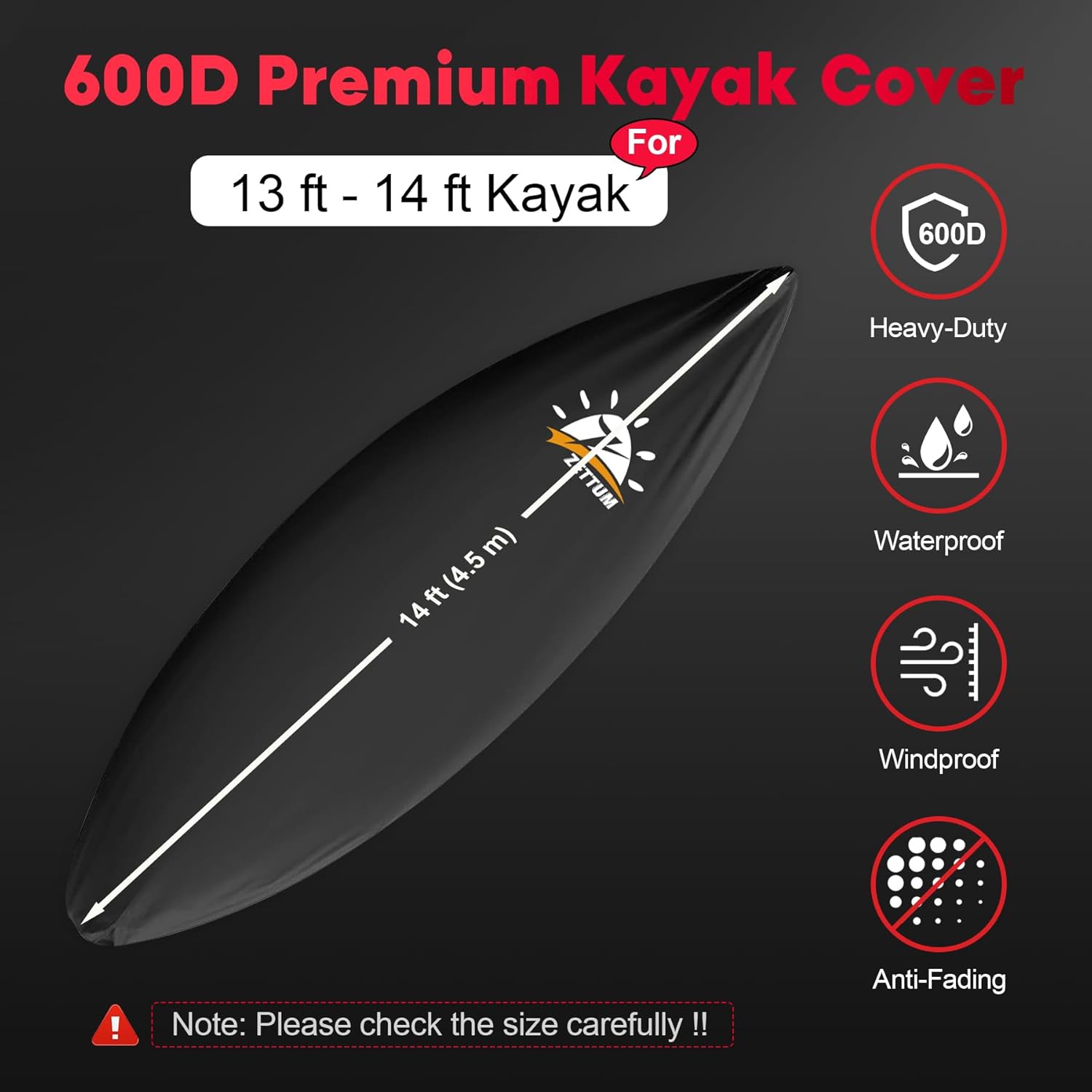 Funda para canoa de kayak, cubierta de kayak 600D para almacenamiento al aire libre, resistente al agua, resistente a la decoloración para kayak,