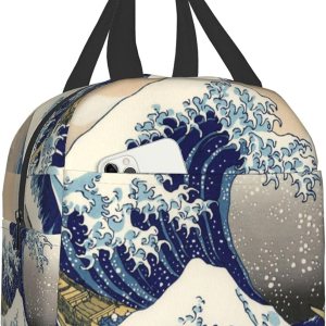 Kanagawa – Bolsa de almuerzo con aislamiento térmico Great Wave para mujer, contenedor reutilizable para comida para mujeres, oficina, picnic, Kanagawa – Bolsa de almuerzo con aislamiento térmico Great Wave para mujer, contenedor reutilizable para comida para mujeres, oficina, picnic,