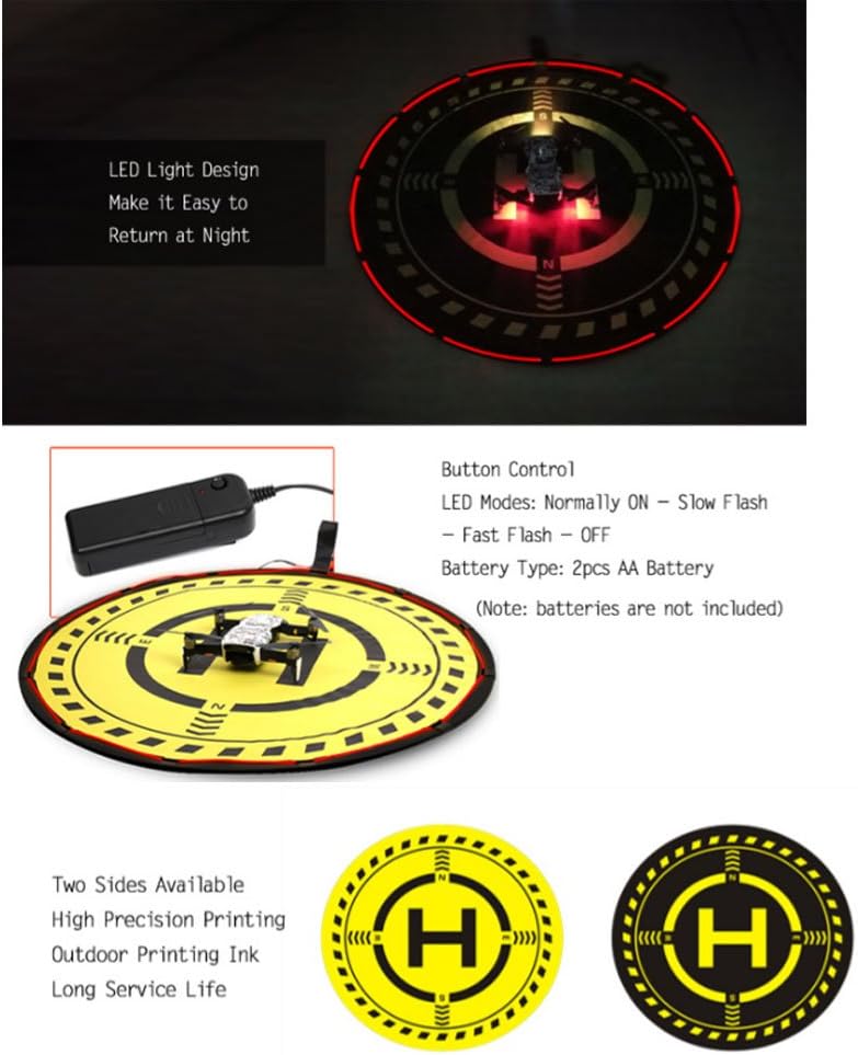 Darkhorse – Almohadilla de aterrizaje portátil con iluminación para DJI Mavic AIR Mavic PRO Mavic 2  Mavic 2 Pro  SparkPhantom 3 4 RC