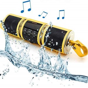 MASO Altavoces estéreo inalámbricos Bluetooth impermeables para motocicleta, montaje en manillar, reproductor de música MP3, sistema amplificador de MASO Altavoces estéreo inalámbricos Bluetooth impermeables para motocicleta, montaje en manillar, reproductor de música MP3, sistema amplificador de