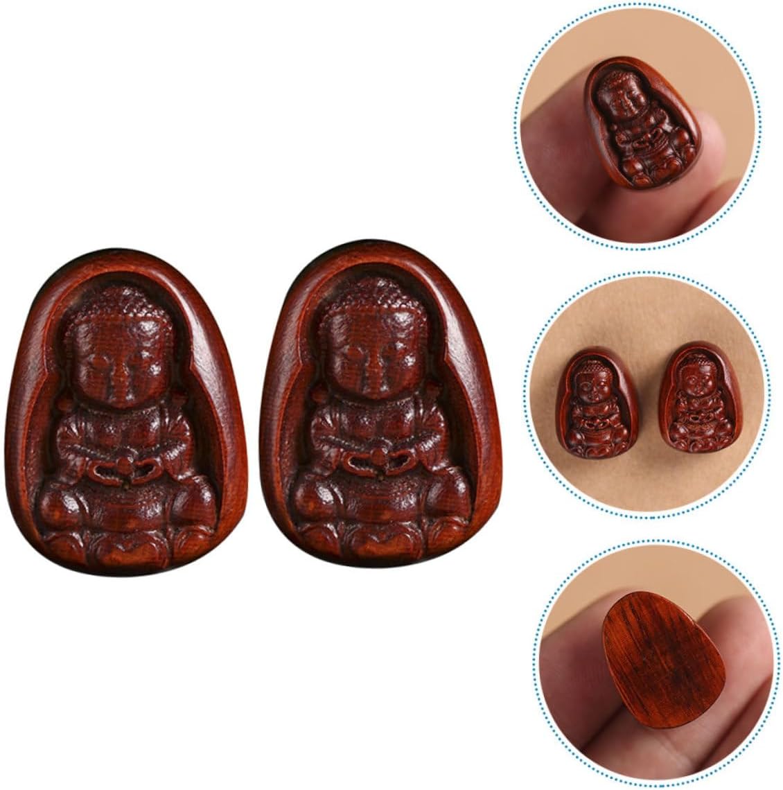 Abaodam 10 piezas de palisandro bebé Buda DIY llave colgante monje llavero llavero accesorios de la suerte figuras Buddha colgante encanto Buda