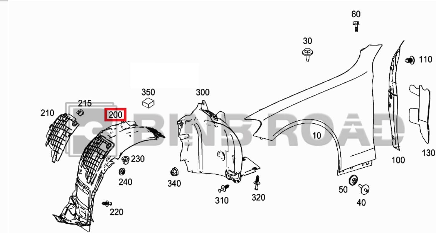 Protector contra salpicaduras para guardabarros delantero derecho del lado del pasajero 2056903401 compatible con Mercedes Benz C300 C300e C400 C43