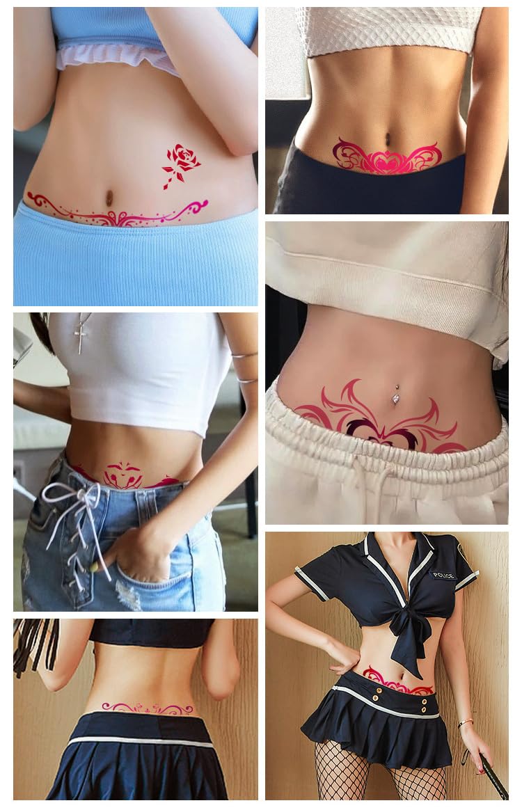 Tatuajes temporales traviesos para mujeres, damas y niñas, 24 hojas de calcomanías temporales de tatuajes de flores, diversión para la parte