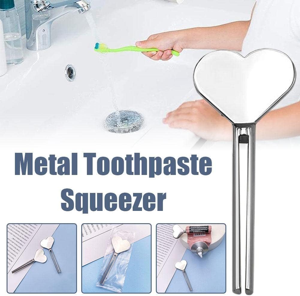 Cordate – Exprimidor manual de pasta de dientes de metal de acero inoxidable, dispensador de tubo de crema de manos, juego de rodillos para llaves,