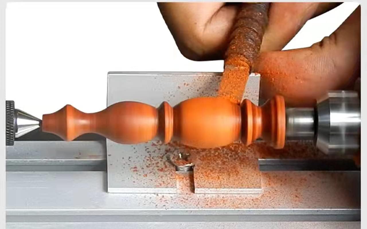 Mini Torno Perlas Pulidora Máquina DIY Mecanizado para Mesa Carpintería Power Herramienta de Madera Torno Set Rectificado (Plata)