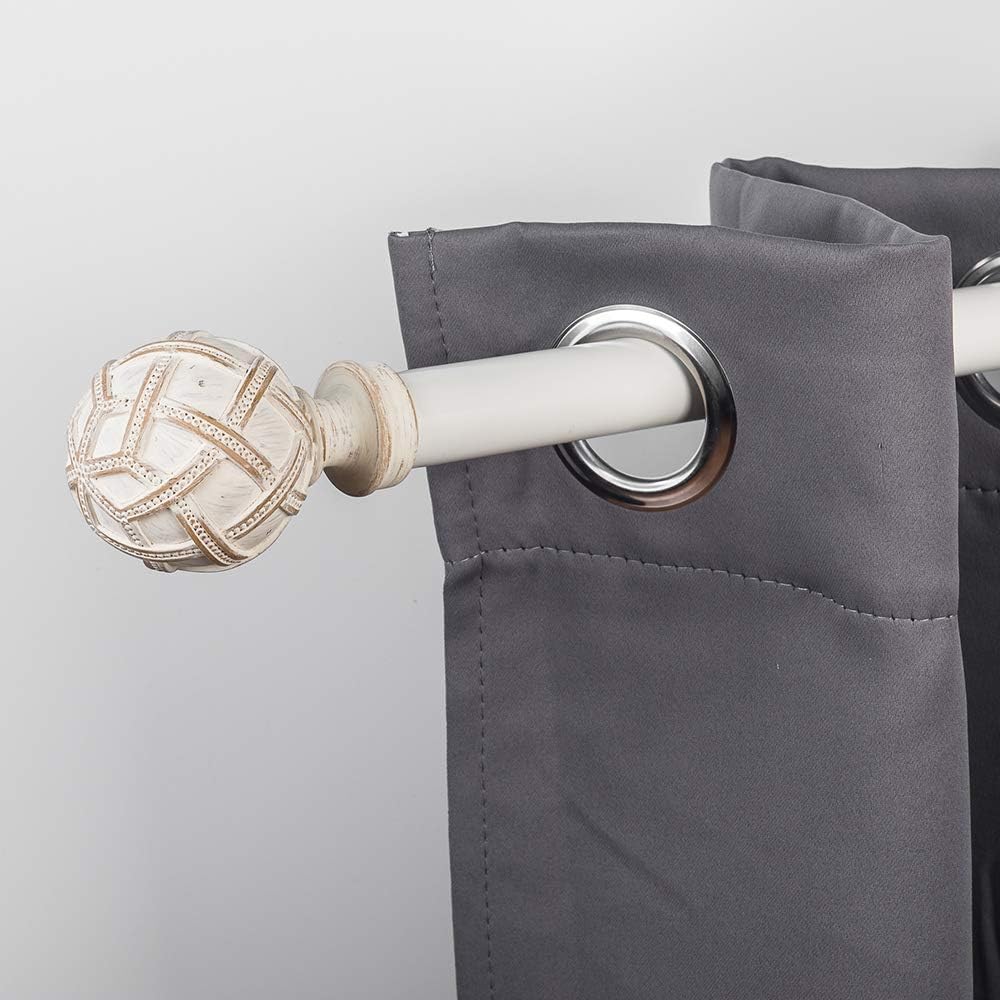 Ycolnaefllr Barra de cortina individual de 1 pulgada de diámetro para ventanas, cortineros decorativos de longitud ajustable de 84 a 120 pulgadas,