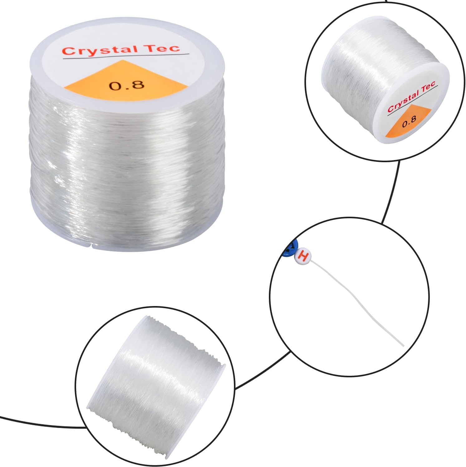Cuerda de cuentas de arcilla, 0.031 in* 200M cuerda elástica transparente para pulseras, cuentas y fabricación de joyas, cuerda elástica para