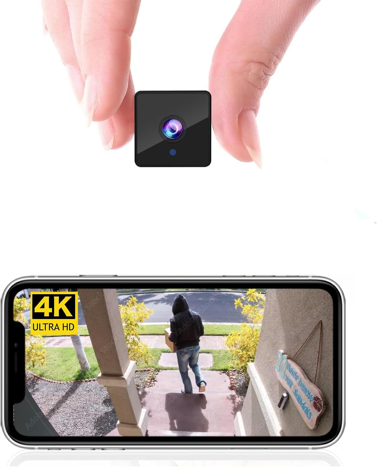 Cámara inalámbrica 4K Wifi, batería de 1800 mAh, 4K para interiores, WiFi, cámara de seguridad para el hogar, cámaras de vigilancia secretas de